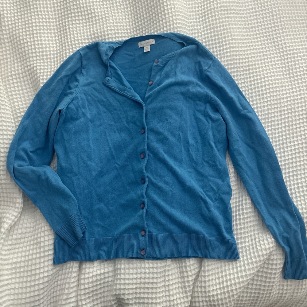 Charter Club Blue Cardigan Sweater Lightweight Knit